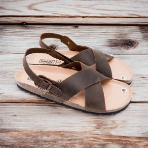Sandal Đế Trấu BIOLINE Official Quai Da Bò Đan Chữ X Lót Pu Kem Chống Nước - DK11