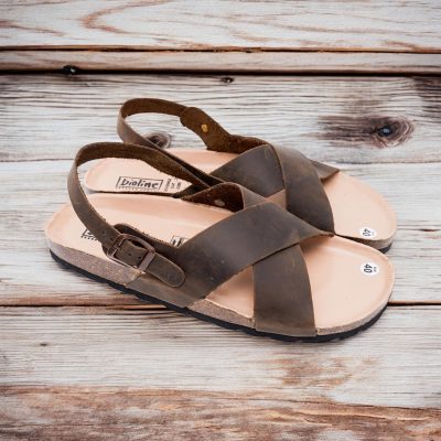 Sandal Đế Trấu BIOLINE Official Quai Da Bò Đan Chữ X Lót Pu Kem Chống Nước - DK11